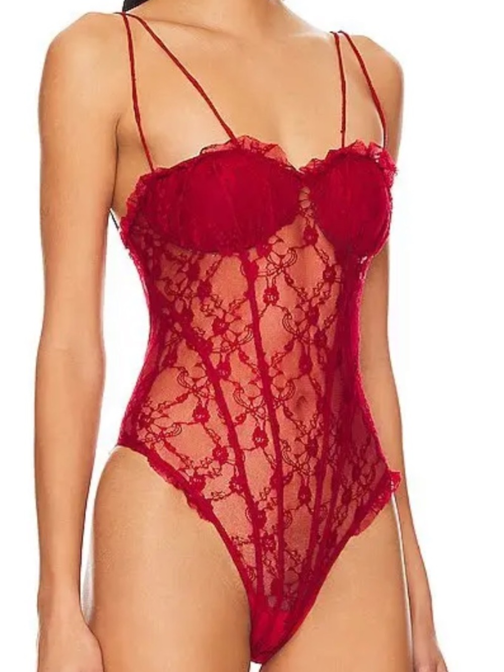 NWT • Intimately Free • “If You Dare” Red Lace Bodysuit •